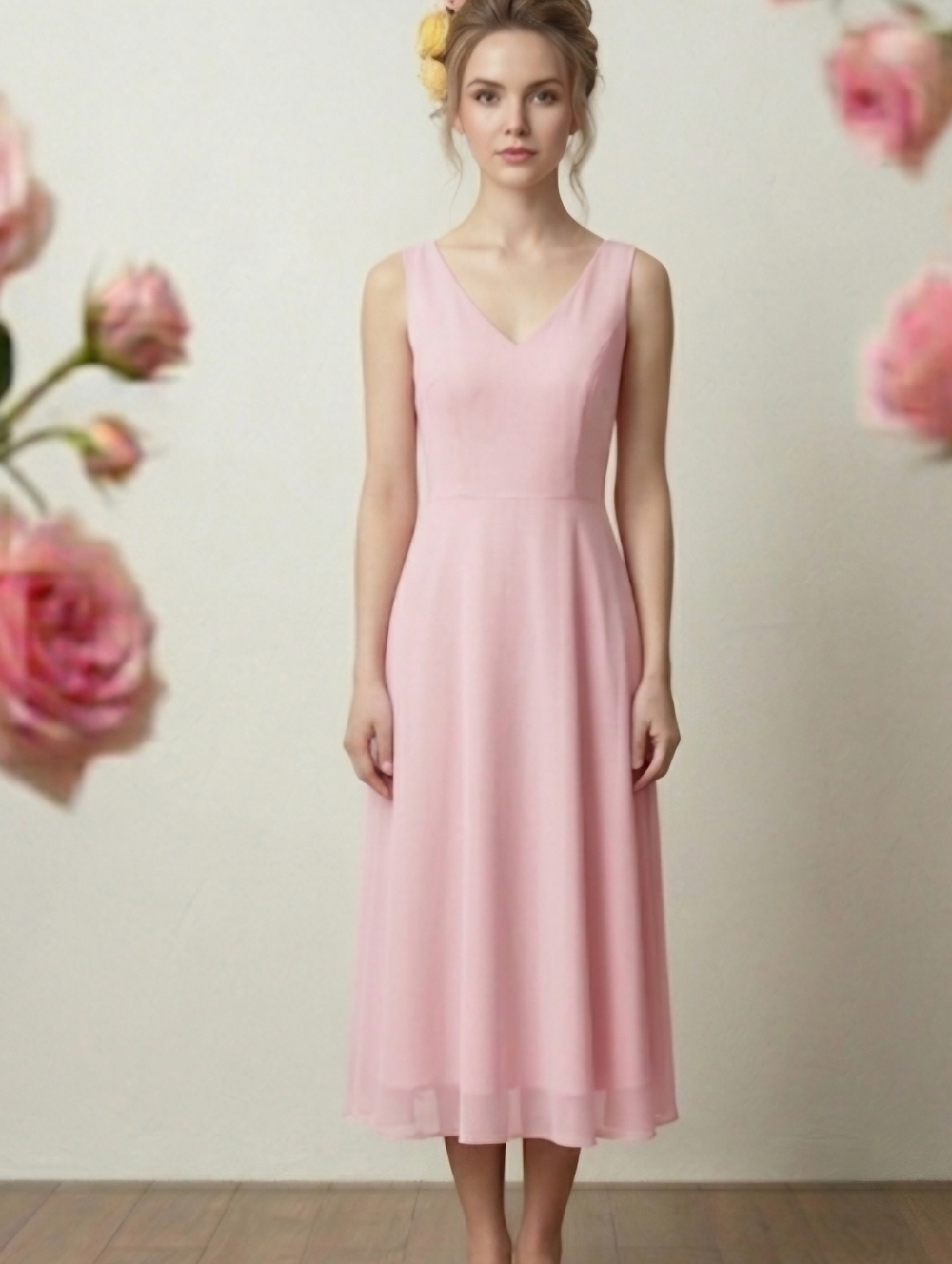 #124 ​MSRP $130 NWT MAKE YOU PRETTY MORE PETAL PINK FIT & FLARE MIDI ♡SIZE 6♡